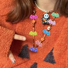 Multi-Color Acrylic Bat Shaped Beads, Beads & Bead Assortments For Marine And Land Animals, Halloween Themed Spacer Beads, Used For DIY Bracelets, Necklaces, Earrings, Anklets, Keychains, Backpack Chains, Christmas, Thanksgiving, Halloween, Christmas Eve, Mother's Day, Valentine's Day, Birthday Gifts, Commemorative Days, Back To School Season Decoration Accessories