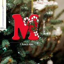 1 pièce Lettre anglaise plate en acrylique pour décoration suspendue, décoration d'arbre de Noël pour la maison et les fêtes, cadeau de vacances - sans pile nécessaire, décoration d'arbre de Noël, décoration de fête du Nouvel An, ornement suspendu, convient pour la décoration d'intérieur hivernale et les célébrations de vacances, fête de festival, fête de Noël, décoration de chambre, décoration de vacances, décoration de festival, faveur de fête, décoration de fête de Noël amusante, Joyeux Noël, Bonne année, décoration de Noël, cadeau de Noël parfait pour les amis