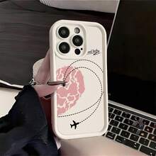 1pc Pack Couple Style Heart Global Travel Lucky Beautiful Pattern Phone Case Compatible With IPhone 16E 16 15 14 13 12 11 Pro Max 14 15 16E 16 Plus XS XSuitable For IPhone 17 Air - 白色 - 查看 7