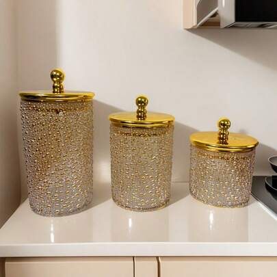 1/3pcs Set Premium Multi-Function Airtight Canister, European Style Leak-Proof Sealed Jars, For Tea, Grains, Candies, Kitchen Organization And Storage, Kitchenware, Canisters, Dry Goods, Spices, Coffee, Space-Saving, Anti-Slip