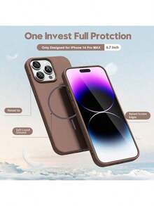 奢华亮面荧光液态硅胶手机壳，兼容 17 Air、16、15、14、13、12、17 Pro Max Plus，带磁吸软盖 - 棕色 - 查看 6