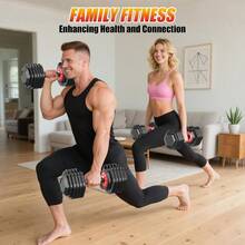 25/52.5/55LBS Adjustable Dumbbells Set With AntiSlip Handle Fast Adjust Weight Dumbbells Set With Dual Safety Locking System Versatile Weights Set For Women And Men Full Body Workout Fitn Compact Size Space Saving For Home Gym - Đỏ25lb1pcs - Xem 8