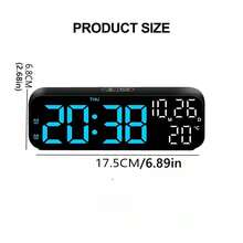 Modern Digital Wall Clock With Remote, Auto Dimming Large LED Screen For 24/7 Easy Viewing, Displays Indoor Temperature Date And Time, Perfect Home Office Gift - Black - View 5