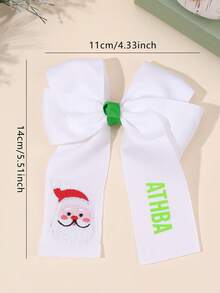 1pc Christmas Custom Name Hair Bow For Girls Santa Claus/Christmas Tree/Gingerbread Man Embroidered Bow Alligator Clip Adorable Plain Hair Clip Christmas Personalized Hair Clip Cute Sweet Customized Hairpin Kids Hair Accessory