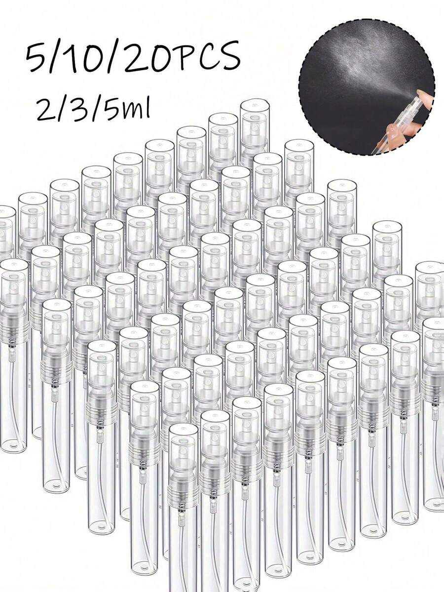 20pcs Portable Refillable Perfume Spray Bottle, Mini Perfume Refillable Spray, Cosmetic Essence Essence Water Storage Container, Spray Perfume Bottle, Perfume Spray Pump Box, Mini Pocket Purse Perfume Spray, Refillable Perfume Dispenser Pump Transfer Tool Use(2ML/3ML/5ML)