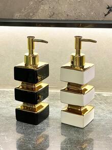 Kreatywna, unikalna, ceramiczna, czarno-biała butelka z dozownikiem mydła, wielokrotnego użytku butelka z pompką do toaletki hotelowej, szampon, żel pod prysznic, kwadratowa butelka na balsam w kształcie wieży, wielofunkcyjna butelka na balsam do toalety hotelowej i biurowej