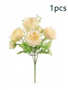 Einfache und elegante künstliche Blumen, gefälschte Pfingstrosen, künstliche Pfingstrosen, simulierter Rosenstrauß, grüne Pflanzen, Heimdekoration für Hochzeiten, Ornamente