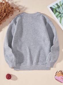 Sudadera con cuello redondo con estampado de Papá Noel para niña - Gris - View 2