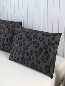 3pcs Spotted Leopard Print Bedding Set, Includes 1 Duvet Cover And 2 Pillowcases, Soft And Breathable, Suitable For Bedroom, Guest Room, Rental, Hotel, Motel (No Filler) - Black Leopard Print - View 11