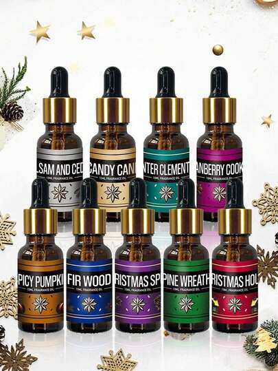 1Pc 10ml Christmas Plant Aroma Water-Soluble Plant Essential Oil Fragrance, Up To 9 Kinds Of Scents Suitable For Humidifiers, Diffusers, Aroma Emitters, Etc. For Christmas. Festival Gifts, Festival Supplies, Aromatherapy, Home Air Fresheners, Diffusers, Presents, Home Decorations