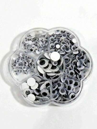 700 peças de adesivos de olhos de brinquedo em 7 tamanhos diferentes, material para artesanato DIY, design preto e branco, com caixa de armazenamento, decoração fofa, acessório DIY para presente de Natal.
