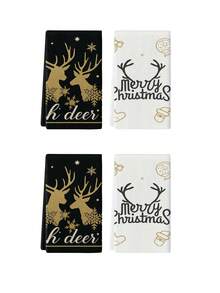 2pcs/4pcs/12pcs Black & White Christmas Reindeer Pattern Kitchen Towels, Christmas Reindeer Pattern Bathroom Towels, Christmas Outdoor Party Towels, Christmas Home Decor, Christmas Kitchen Decor, Modern Style, Quick Dry, Super Soft Microfiber Material, Rectangular, 15.75IN*23.62IN/40*60CM Digital Printing Pattern, Suitable For Outdoor Party Decoration, Christmas Holiday Gifts