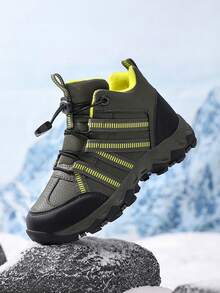 Botas de senderismo antichoque y antideslizantes para niños y niñas para uso al aire libre - Verde militar - Ver 2