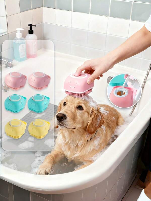 Pet Bath Brush, Dog Bath Brush, Can Add Shower Gel, Pet Silicone Bath Massage Tool, Cat Bath Brush, Soft Silicone Pet Shampoo Massage Dispenser Beauty Shower Brush, Suitable For Cleaning Short And Long Haired Dogs And Cats, Dog Bath Products, Pet Cleaning Tools, Massage And Foaming Agents, Ideal Gifts For Pets