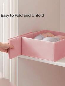 14件套布艺抽屉收纳盒 - 可折叠可水洗衣柜收纳盒,适用于内衣、婴儿服装、胸罩、袜子、领带、围巾等,粉色 - 粉色 - 查看 11