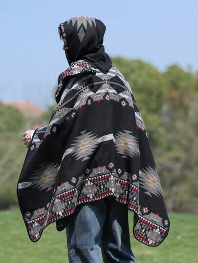 1pc Men's Fashionable Striped Rhombus Pattern Shawl