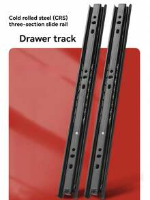 2PCS Three-Section Silent Drawer Rail Pull-Out Damping Guide Rail Steel Ball Buffer Slide Suitable For Office Desks, Wardrobes, Computer Desk Drawers, Etc. - Black - View 3