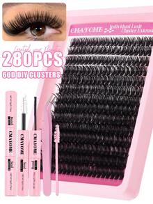 Kẹp mi dày 12-18mm Kẹp mi cụm 10D- 100D 240 cụm D Curl Volume Kẹp mi 3D tự nhiên Kẹp mi từng cụm dày Mi nối D Curl Cluster Bộ mi giả đa năng Bao gồm keo dán mi & keo dán mi, nhíp mi giả và cọ mi giả Tự trang điểm tại nhà, đi lễ hội hoặc khi di chuyển. - Hồng - Xem 13