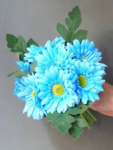 1束12头仿真菊花和向日葵，桌面装饰，摄影道具，花束