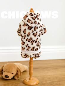 holdhoney 1-Piece Animal Print Jumpsuit Dog Cat Clothes, Winter Plush Fleece Bodysuit - Cozy Warm Windproof Pet Apparel, Cute Fashion Outfit For Small Medium Dogs Cats, Christmas Gift, Birthday Party, Daily Wear, Outdoor Walking, Photo Shoots, Holiday Celebration, Snow Day Adventure