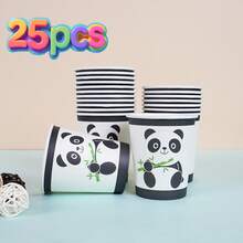 Copos de papel descartáveis para festas, copos de papel com estampa de panda e animais de desenho animado de 25 g, 10/25/30 ml. Adequados para diversos fins, artigos para piquenique, festas de aniversário, camping, decoração e eventos comemorativos. Presentes para festas, chás de panela, decoração de restaurantes, utensílios de cozinha, festas, pandas.