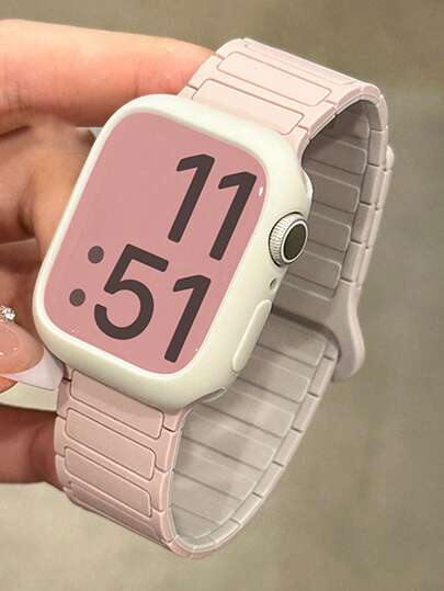 一套双色磁扣硅胶表带 + 表壳，兼容 表带 46mm 38mm 40mm 41mm 42mm 44mm 45mm 49mm，可爱糖果色腕带，带保护套，兼容 Series 11 10 9 8 7 6 5 SE Ultra 2