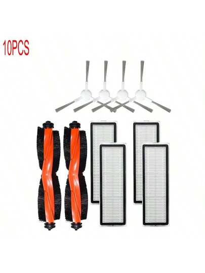 Compatible Xiaomi Robot Stofzuiger X20+ X20 Plus Replacement Parts Accessories Includes Main Brushes, Side HEPA Filters, 10 Pack