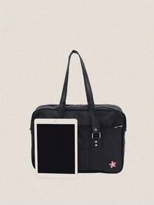 Minimalist OL Tote Bag, Stylish Women's PU Leather Handbag, Solid Color Personalized Large Capacity Shoulder Bag For Work - Black - View 5