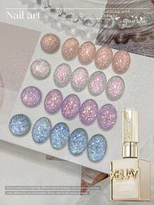 XEIJAYI 4PCS 15ml Shining Nail Polish Gel,UV LED Soaking Nail Gel, Semi-Permanent, DIY Salon Quality Nail Art Gel - 彩色 - 查看 1