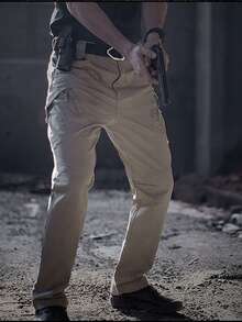 Men's Tactical Multi-Pocket Pants, Casual Waterproof Trousers, IX7 - 卡其色 - 查看 8