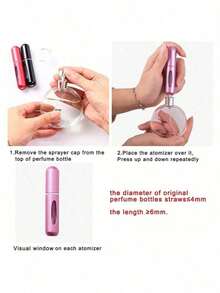 ​​Leak-Proof Portable Perfume Atomizer, 5ml - Refillable Travel Spray Bottle With Fine Mist, Shiny Pink Design​ - 粉色 - 查看 1