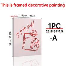 1 件有趣的浴室墙壁艺术印刷：小便女孩的浴室装饰；粉红色浴室艺术印刷、家居装饰、海报艺术、帆布墙海报、卧室、客厅和走廊装饰 - 彩色 - 查看 12