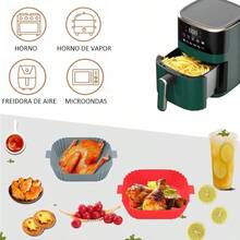 Paquete de 2 de Silicona para Freidora de Aire, Accesorios Reutilizables Antiadherentes, Resistente al Calor, Ollas para Freidora, Horno, Microondas Gris+ Rojo - Gris + Rojo - Ver 7