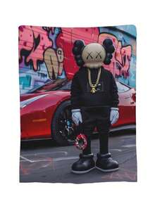 Kawss Kawaii Kaw  Blanket Super Soft Flannel Blanket Lightweight Warm And Comfortable Blanket Adult Gifts For All Seasons No Linting, Machine Washable - màu đen - Xem 3