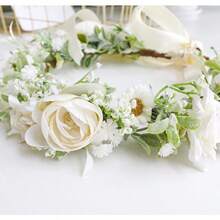 Girl Flower Crown Floral Crown Women Floral Headband Flower Headpiece Halo Boho Maternity Photo Props Wedding Party Prom White