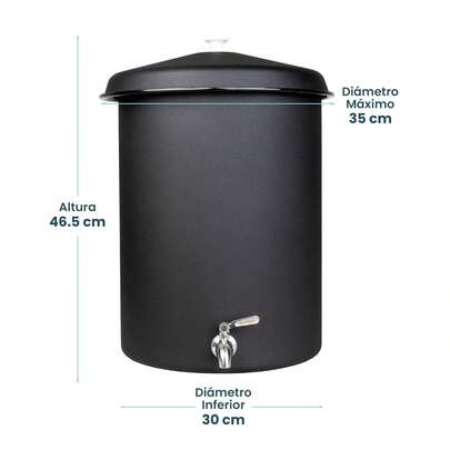 Ecofiltro Toma Agua Dona Agua Ecofiltro Purificador de Agua y Dispensador Peltre 27 Litros Color Negro Mate: Filtro de Agua para Casa, Oficina y Cocina