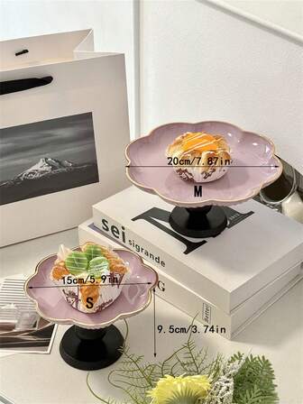 1pc High Foot Dessert Plate, For Holding Sweets, Pastries, Cakes, Suitable For Parties And Gatherings