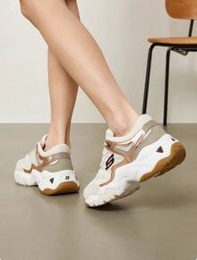 Skechers Summer Mesh Breathable Sneakers Dad Shoes - Khaki - View 6