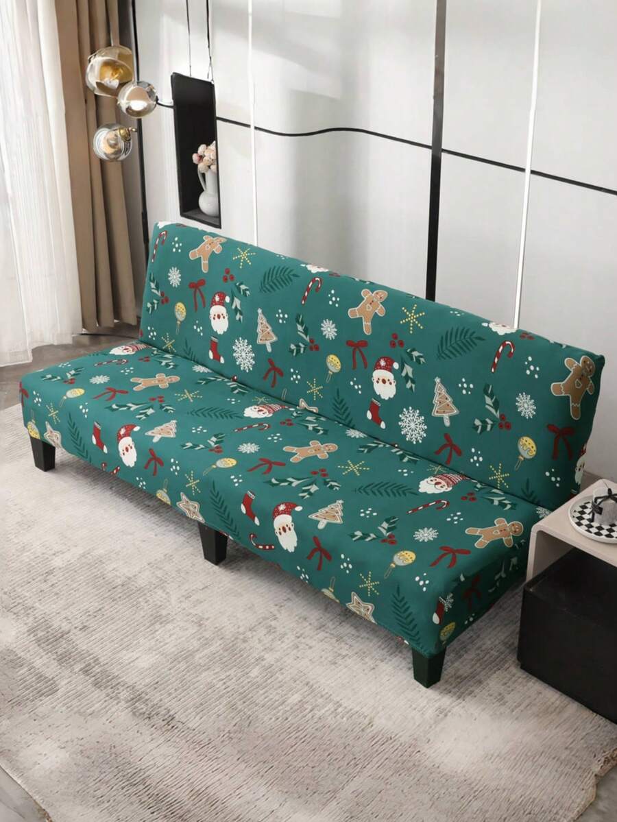 Funda de sofá con temática navideña, decoración de fiesta navideña para protección del hogar y los muebles - Tela suave y elástica adecuada para restaurantes, apartamentos, dormitorios, hoteles, decoración navideña del hogar, decoración navideña, decoración festiva, decoración estacional, funda de cojín festiva ajustada, decoración de dormitorio