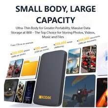 Kodak Kodak tragbare externe Festplatte P150 - 500 GB/1 TB USB 3.0, mit schneller Datenübertragung, Stabilität und Haltbarkeit. Ideal zum Backup und für die Datenspeicherung.