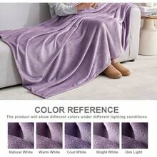 Sofa Blanket Living Room Cover SetFleece Blanket Twin Size, Soft Cozy Twin Blanket, Fuzzy Flannel Blanket Bed, Sofa, Couch, Travel, Camping, 60 X 80 Inches - 霧紫 - 查看 2