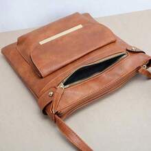 حقيبة كروس بودي نسائية بتصميم عتيق من جلد البولي يوريثان الناعم، حقيبة كتف كاجوال للسيدات وحقائب اليد