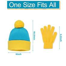 Halloween Character Cosplay Hat And GlovesKnit Pom Beanie Hat Halloween Custume Winter Hat Set For Adult Blue And Yellow