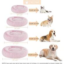 Cozy Self-Warming Faux Fur Donut Cuddler Round Plush Pet Bed (20 X 20 X 8 Inch, Light Pink) - màu hồng nhạt - Xem 5