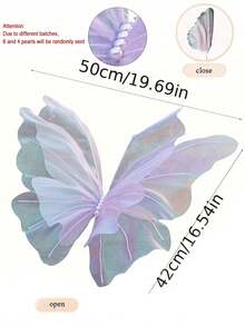 1 pièce Fleur artificielle géante 3D en fil de soie avec décoration papillon, grande décoration florale pour fête d'anniversaire, fleurs faites à la main pour décoration de mariage, salon, centre de table de mariage, décoration murale, faux papillon en gaze, vitrine de magasin, jardin extérieur, chambre, balcon de la maison - Multicolore - Voir 12