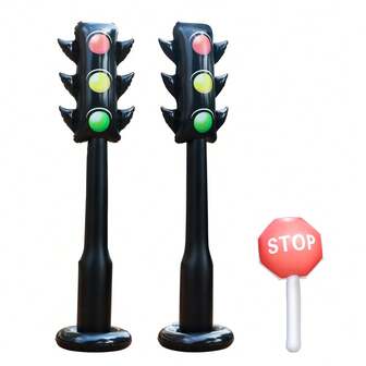 Juguete inflable de semáforo rojo y verde, juguete inflable de semáforo para carreras, decoración de fiesta de cumpleaños y suministros para fiestas