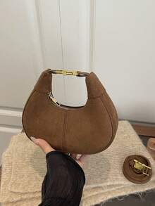 1 pezzo Nuova borsa a mezzaluna in finta pelle scamosciata per autunno/inverno, alla moda, adatta per pendolarismo, amanti delle feste, stile vintage, design di nicchia