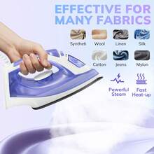 2000W High Power Steam Iron, Non-Stick Soleplate, High Pressure Strong Steam, Anti-Clogging Anti-Scaling, Handheld Household Multi-Function Spray, Adjustable Thermostat, Low-Temp Anti-Leakage