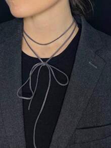 1 pezzo Collana nera in corda  stile gotico da 160 cm, collana choker in corda fai-da-te, collana in corda  marrone stile Maillard, adatta per donne per banchetti, balli, feste