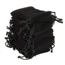 20X Velvet Gift Bags Wedding Favour Velvet Drawstring Jewellery Gift Bags Pouches - Black - View 3